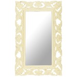 shumee Ogledalo v ročno izrezljanem belem okvirju 80x50 cm Mango