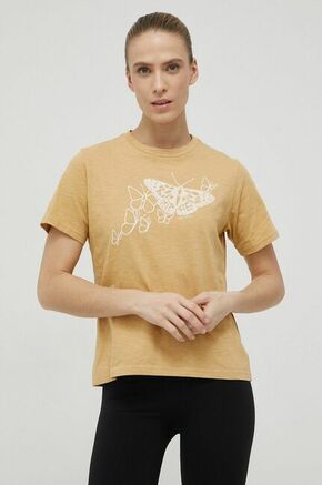 Columbia bombažna majica - rumena. T-shirt iz zbirke Columbia. Model narejen iz tiskane tkanine.