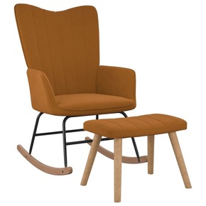 VidaXL Gugalni stol s stolčkom rjav žamet