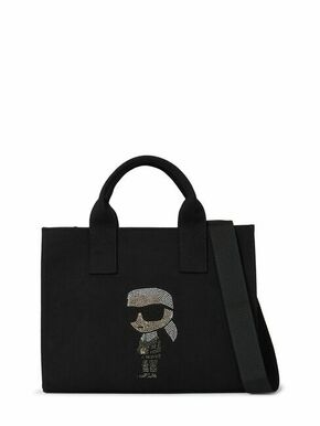 Torbica Karl Lagerfeld črna barva - črna. Srednje velika nakupovalna torbica iz kolekcije Karl Lagerfeld. Model na zapenjanje