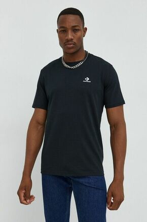 Bombažna kratka majica Converse črna barva - črna. Kratka majica iz kolekcije Converse. Model izdelan iz pletenine.