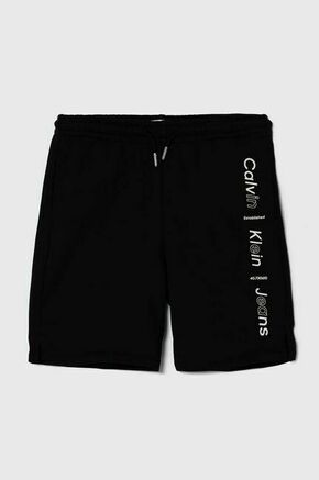 Otroške bombažne kratke hlače Calvin Klein Jeans črna barva - črna. Otroški kratke hlače iz kolekcije Calvin Klein Jeans