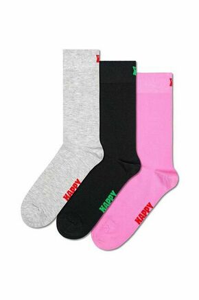 Nogavice Happy Socks Solid Socks 3-pack - pisana. Nogavice iz kolekcije Happy Socks. Model izdelan iz elastičnega