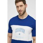 Bombažna kratka majica Champion moška, 219853 - modra. Kratka majica iz kolekcije Champion, izdelana iz tanke, elastične pletenine. Model iz zračne bombažne tkanine.