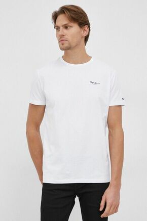 Kratka majica Pepe Jeans Original Basic 3 N bela barva - bela. Kratka majica iz kolekcije Pepe Jeans. Model izdelan iz tanke