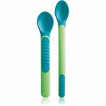 MAM MAM Heat Sensitive Spoons &amp; Cover 6m+ Green žlička z temperaturnim indikatorjem prevroče hrane 1 kos za otroke