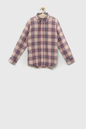 Otroška bombažna srajca GAP roza barva - roza. Otroška srajca iz kolekcije GAP. Model izdelan iz vzorčaste tkanine.