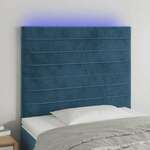 shumee LED posteljno vzglavje temno modro 90x5x118/128 cm žamet