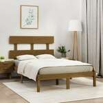 Greatstore Okvir za posteljo, medeno rjava, masivni les, 120x190 cm, 4FT, dvojni