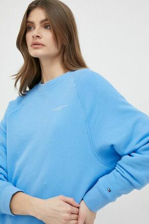 Bluza Tommy Hilfiger ženska - modra. Mikica iz kolekcije Tommy Hilfiger. Model izdelan iz tanke