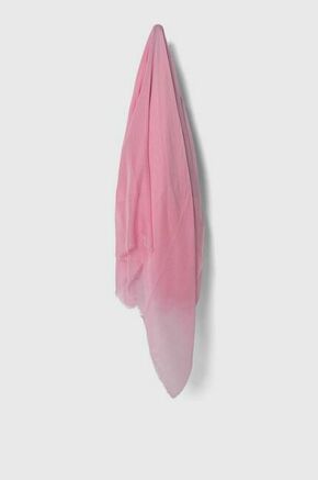 Šal s primesjo svile United Colors of Benetton roza barva - roza. Šal iz kolekcije United Colors of Benetton. Model izdelan iz enobarvne tkanine.