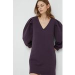 Obleka Sisley vijolična barva, - vijolična. Obleka iz kolekcije Sisley. Raven model izdelan iz enobarvne pletenine.