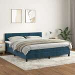 Greatstore Box spring postelja z vzmetnico temno modra 180x200 cm žamet