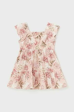 Otroška bombažna obleka Mayoral roza barva - roza. Za dojenčke obleka iz kolekcije Mayoral. Model izdelan iz vzorčaste tkanine. Model iz izjemno udobne bombažne tkanine.