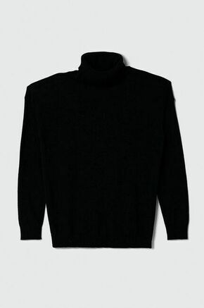 Otroški pulover s primesjo volne United Colors of Benetton črna barva - črna. Otroške Pulover iz kolekcije United Colors of Benetton. Model izdelan iz tanke pletenine. Model iz mehke in na otip prijetne tkanine.