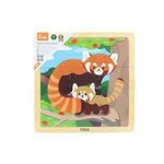 WEBHIDDENBRAND Lesena sestavljanka 9 kosov - panda rdeča