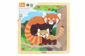 WEBHIDDENBRAND Lesena sestavljanka 9 kosov - panda rdeča