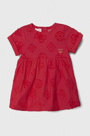 Obleka za dojenčka Guess roza barva - roza. Obleka za dojenčke iz kolekcije Guess. Nabran model