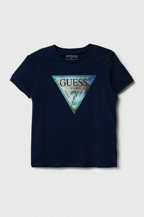 Otroška bombažna kratka majica Guess mornarsko modra barva - mornarsko modra. Otroške lahkotna kratka majica iz kolekcije Guess