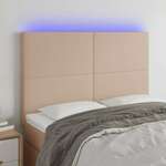 Greatstore LED posteljno vzglavje kapučino 144x5x118/128 cm umetno usnje
