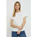 Bombažna kratka majica Pepe Jeans ženski, bela barva - bela. Kratka majica iz kolekcije Pepe Jeans, izdelana iz tanke, elastične pletenine. Model iz izjemno udobne bombažne tkanine, ki je zračna.
