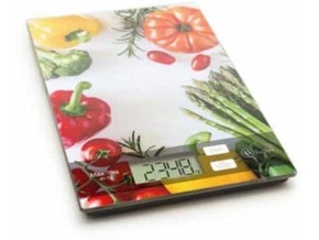 Vog und Arths digitalna kuhinjska tehtnica z motivom zelenjave in kaljenim steklom - max. 5kg