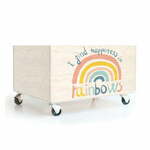 Otroška škatla za shranjevanje iz borovega lesa na kolesih Folkifreckles Rainbow