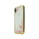 Chameleon Apple iPhone X / XS - Gumiran ovitek (TPUE) - zlat rob - roza rožice