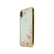 Chameleon Apple iPhone X / XS - Gumiran ovitek (TPUE) - zlat rob - roza rožice