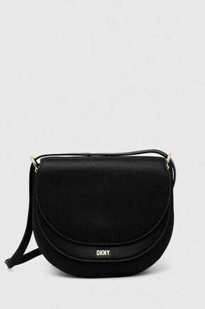 Usnjena torbica Dkny črna barva - črna. Srednje velika torbica iz kolekcije Dkny. Model na zapenjanje
