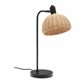 Črna/naravna namizna svetilka s senčnikom iz ratana (višina 56 cm) Damila – Kave Home