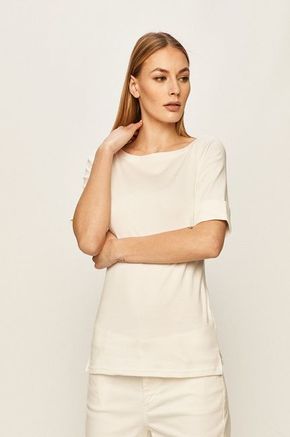 Lauren Ralph Lauren t-shirt - bela. T-shirt iz kolekcije Lauren Ralph Lauren. Model izdelan iz enobarvne pletenine.