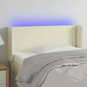 Greatstore LED posteljno vzglavje krem 93x16x78/88 cm umetno usnje