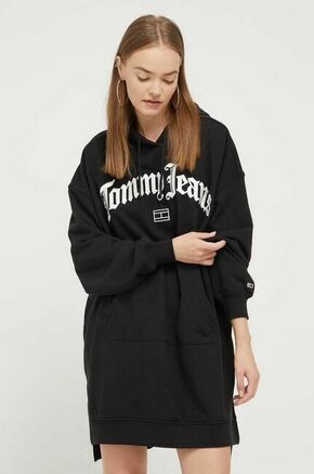 Obleka Tommy Jeans črna barva - črna. Casual obleka iz kolekcije Tommy Jeans. Model izdelan iz tanke