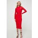 Obleka Bardot rdeča barva - rdeča. Obleka iz kolekcije Bardot. Model izdelan iz elastične pletenine. Izrazit model za posebne priložnosti.