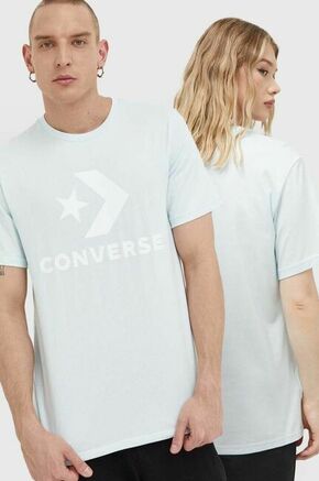Bombažna kratka majica Converse turkizna barva - turkizna. Lahkotna kratka majica iz kolekcije Converse