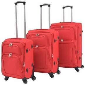 Greatstore 3 delni komplet mehkih potovalnih kovčkov rdeče barve