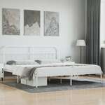 shumee Kovinski posteljni okvir z vzglavjem bel 200x200 cm