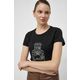 Bombažna kratka majica Liu Jo ženski, črna barva - črna. Kratka majica iz kolekcije Liu Jo, izdelana iz tanke, elastične pletenine. Model iz izjemno udobne bombažne tkanine.