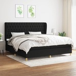 Box spring postelja z vzmetnico črn 200x200 cm blago - vidaXL - črna - 96,13 - 200 x 200 cm - vidaXL