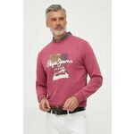 Bombažen pulover Pepe Jeans Melbourne moški, roza barva - roza. Pulover iz kolekcije Pepe Jeans, izdelan iz elastične pletenine. Model iz izjemno udobne bombažne tkanine.