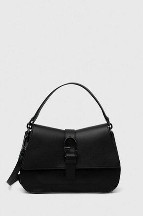 Usnjena torbica Furla črna barva - črna. Torbica in denarnica iz kolekcije Furla. Model na zapenjanje izdelan iz naravnega usnja. Model je enostaven za čiščenje in vzdrževanje.
