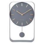 Siva stenska ura z nihalom Karlsson Charm, višina 32,5 cm