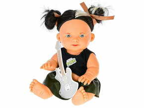 WEBHIDDENBRAND Lutka 23 cm s črnimi kitkami in kitaro