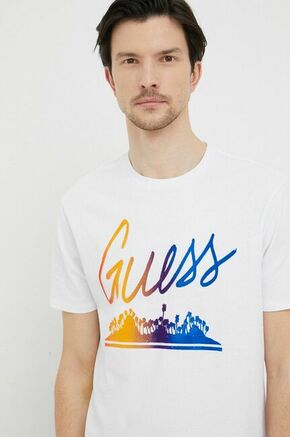 Bombažna kratka majica Guess bela barva - bela. Kratka majica iz kolekcije Guess