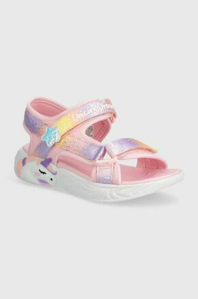 Otroški sandali Skechers UNICORN DREAMS SANDAL MAJESTIC BLISS roza barva - roza. Otroški sandali iz kolekcije Skechers. Model je izdelan iz tekstilnega materiala. Model z mehkim zgornjim delom se zlahka prilagodi stopalu.