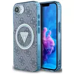 Ovitek Guess Case IML Metal Glitter 4G Circle Triangle MagSafe for iPhone 16e blue (GUHMPSE4HG4PRTGB)
