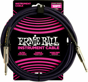 Ernie Ball Braided Straight Straight Inst Cable Črna-Vijolična 3 m Ravni - Kotni