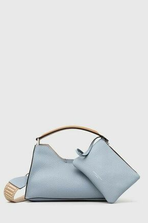 Usnjena torbica Gianni Chiarini - modra. Majhna torbica iz kolekcije Gianni Chiarini. Model na zapenjanje