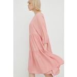 Obleka Drykorn roza barva - roza. Lahkotna obleka iz kolekcije Drykorn. Nabran model, izdelan iz enobarvne tkanine.